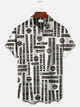 Camisa informal de manga corta con bolsillos y botones y diseño geométrico retro de Alohadaddy