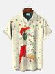 Alohadaddy Christmas Holiday Button Pocket Casual Short Sleeve Shirt