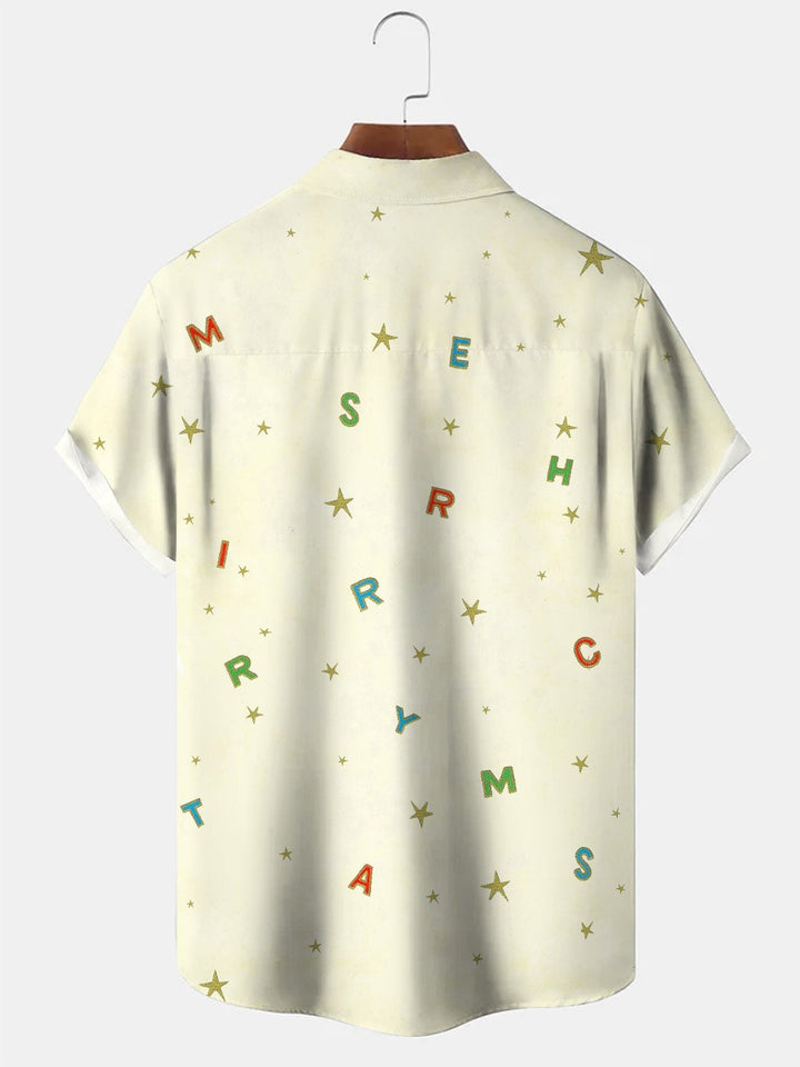Alohadaddy Christmas Holiday Button Pocket Casual Short Sleeve Shirt