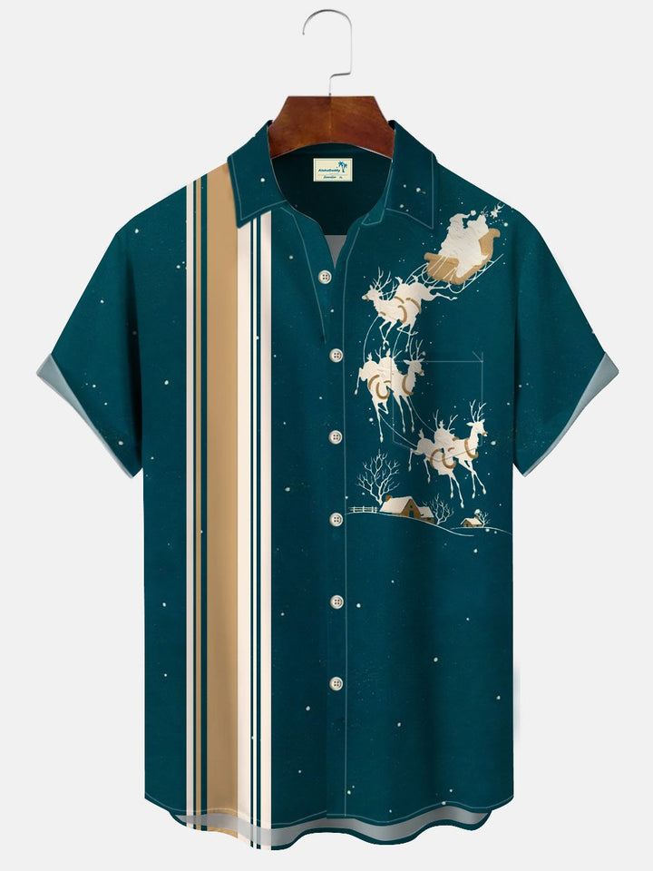 Chemise à manches courtes décontractée à rayures et à boutons avec motif d&