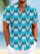 Camisa informal de manga corta con bolsillos abotonados y rayas curvas geométricas de Alohadaddy