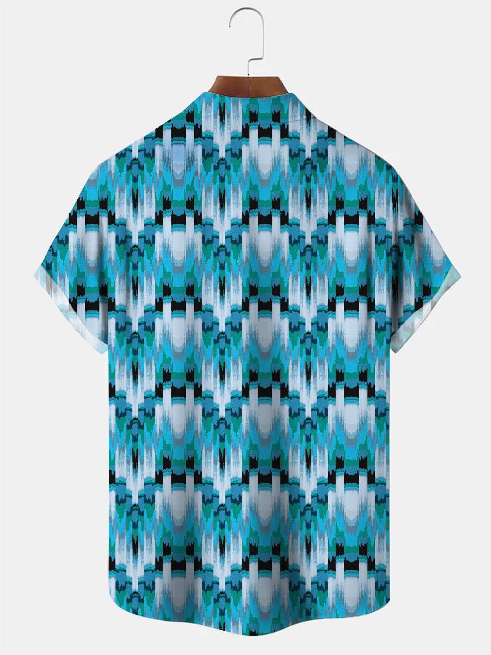Chemise décontractée à manches courtes avec poches à boutons et rayures géométriques Alohadaddy