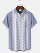 Alohadaddy Geometric Diamond Pattern Pocket Button Casual 50S Bowling Commuter Short Sleeve Shirt