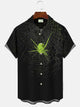 Alohadaddy Halloween Spider Pocket Button Casual Short Sleeve Shirt
