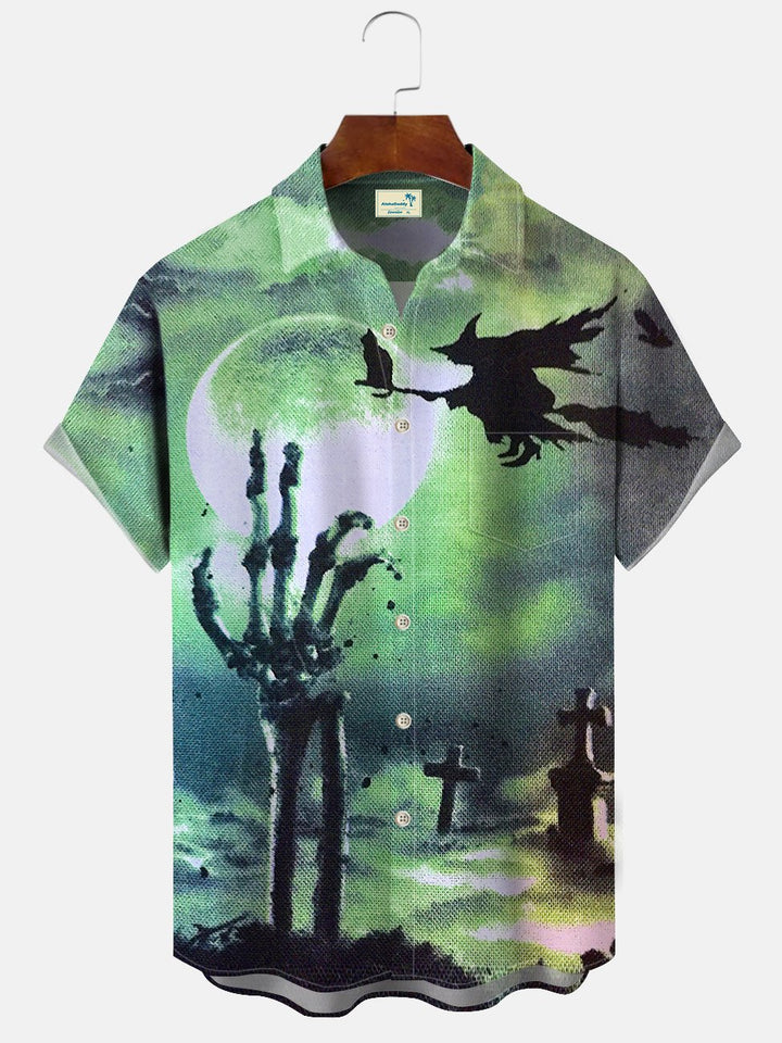 Chemise décontractée à manches courtes avec poche et boutons en forme de crâne d&