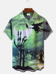 Alohadaddy Halloween Skull Pocket Button Casual Short Sleeve Shirt