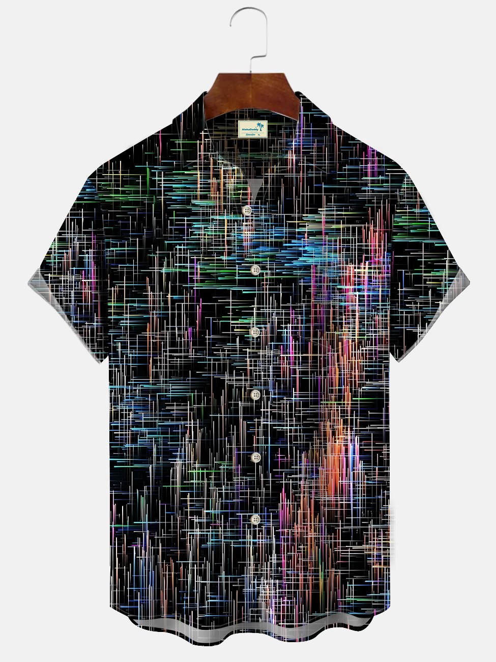Camisa informal de manga corta con bolsillos y botones con líneas fluorescentes de Alohadaddy