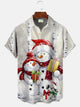 Alohadaddy Christmas Snowman Button Pocket Casual Short Sleeve Shirt