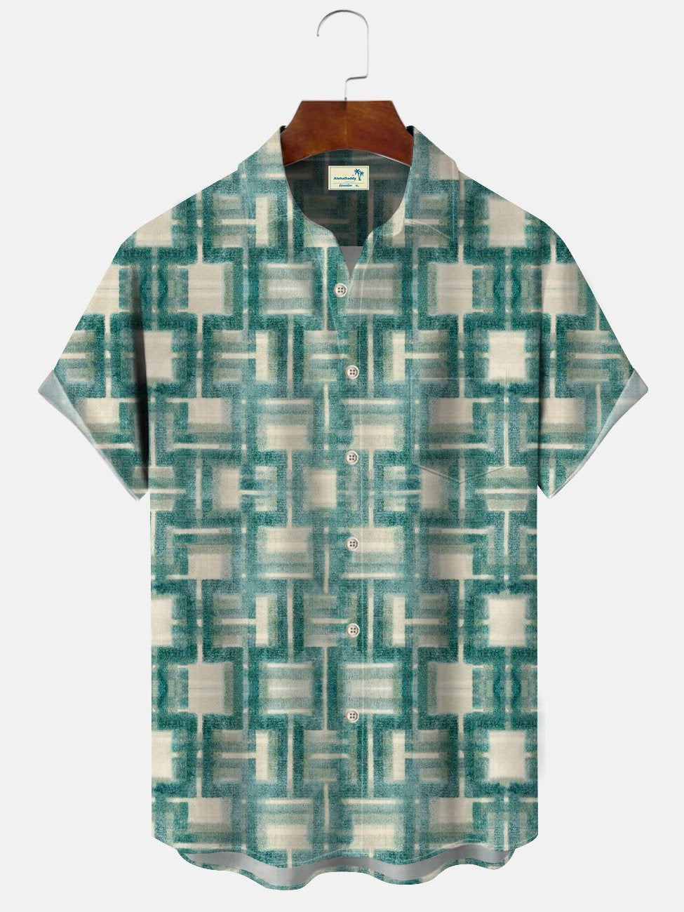 Alohadaddy Retro Plaid Button Pocket Casual Short Sleeve Shirt