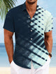 Alohadaddy Geometric Pattern Pixel Pocket Button Casual Short Sleeve Shirt