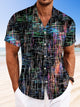 Camisa informal de manga corta con bolsillos y botones con líneas fluorescentes de Alohadaddy