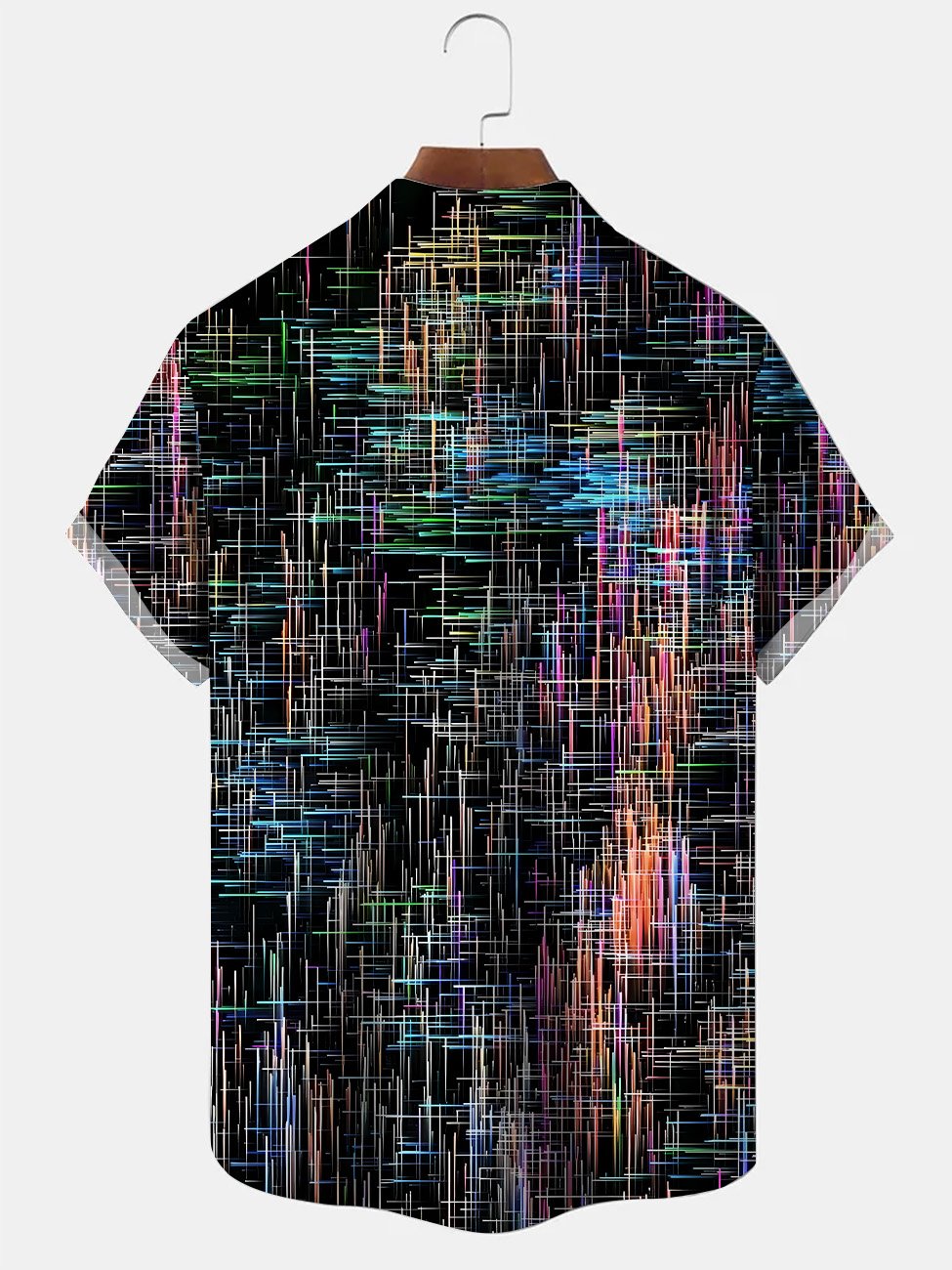 Camisa informal de manga corta con bolsillos y botones con líneas fluorescentes de Alohadaddy