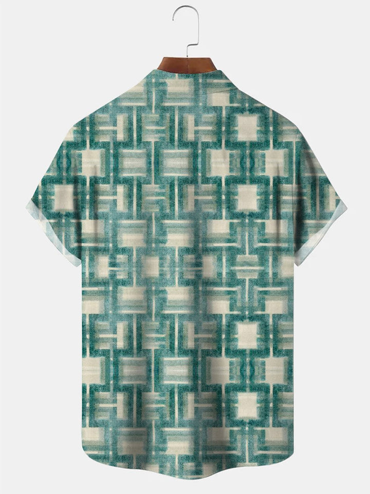 Alohadaddy Retro Plaid Button Pocket Casual Short Sleeve Shirt