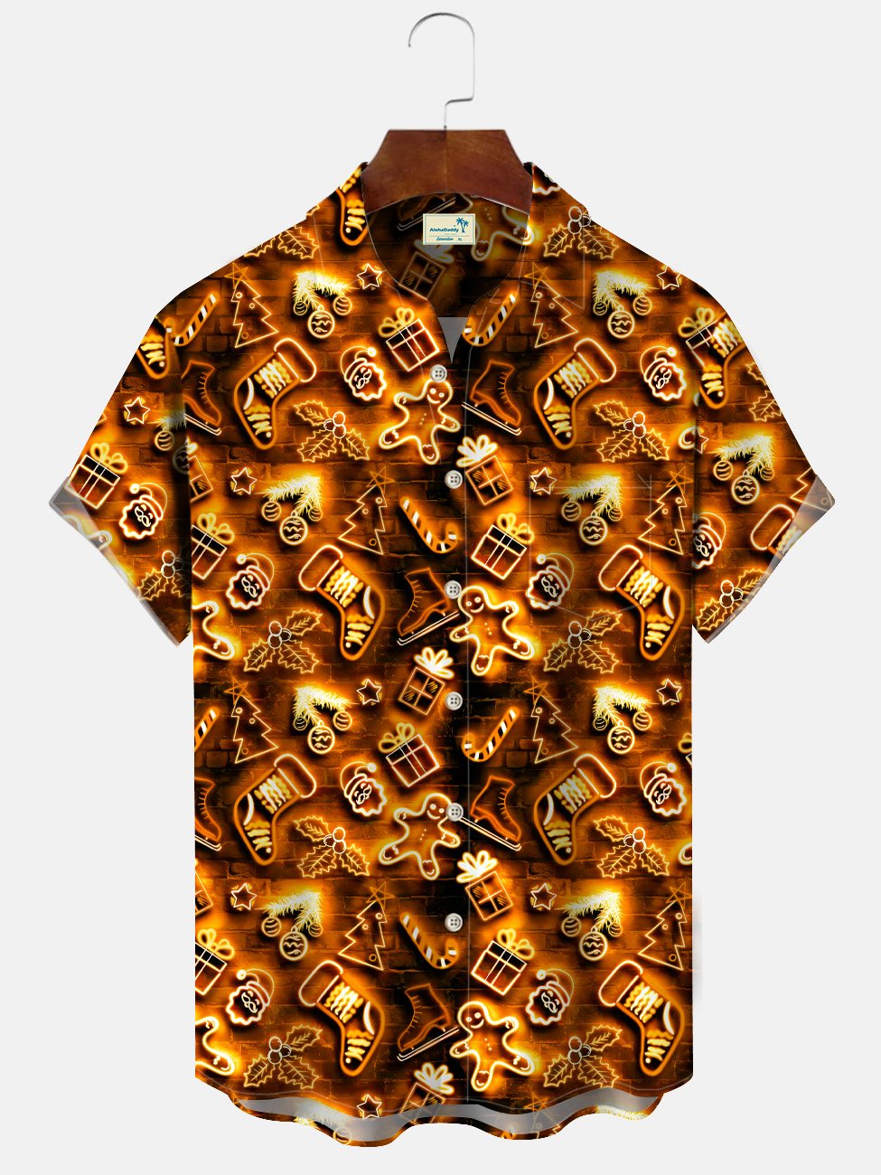 Alohadaddy Christmas Lights Button Pocket Casual Short Sleeve Shirt