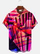 Camisa informal de vacaciones de manga corta con botones y bolsillo con estampado geométrico 3D de Alohadaddy