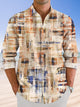 Camisa informal de manga larga con botones y bolsillo retro con estampado geométrico étnico de Alohadaddy