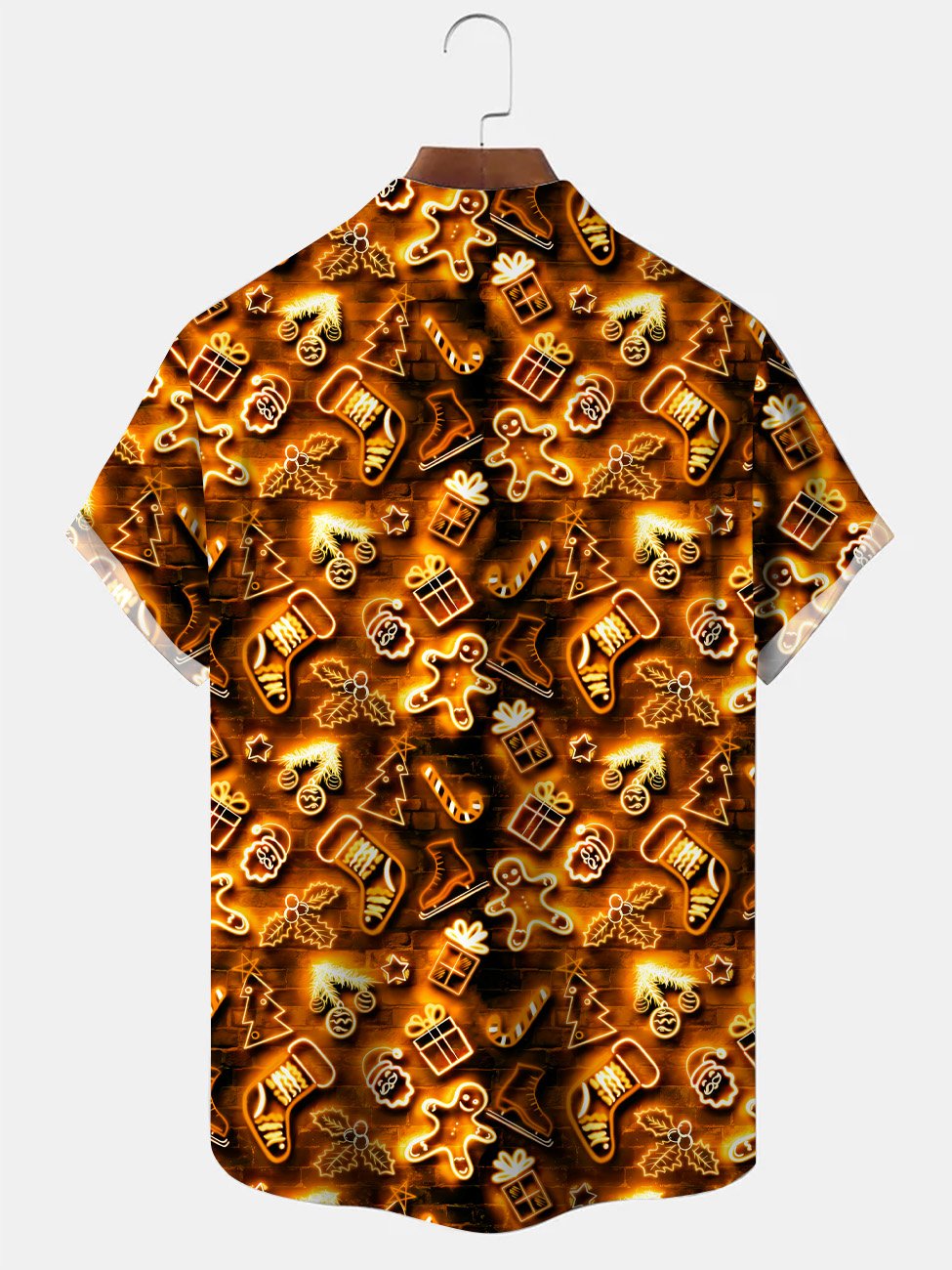 Alohadaddy Christmas Lights Button Pocket Casual Short Sleeve Shirt