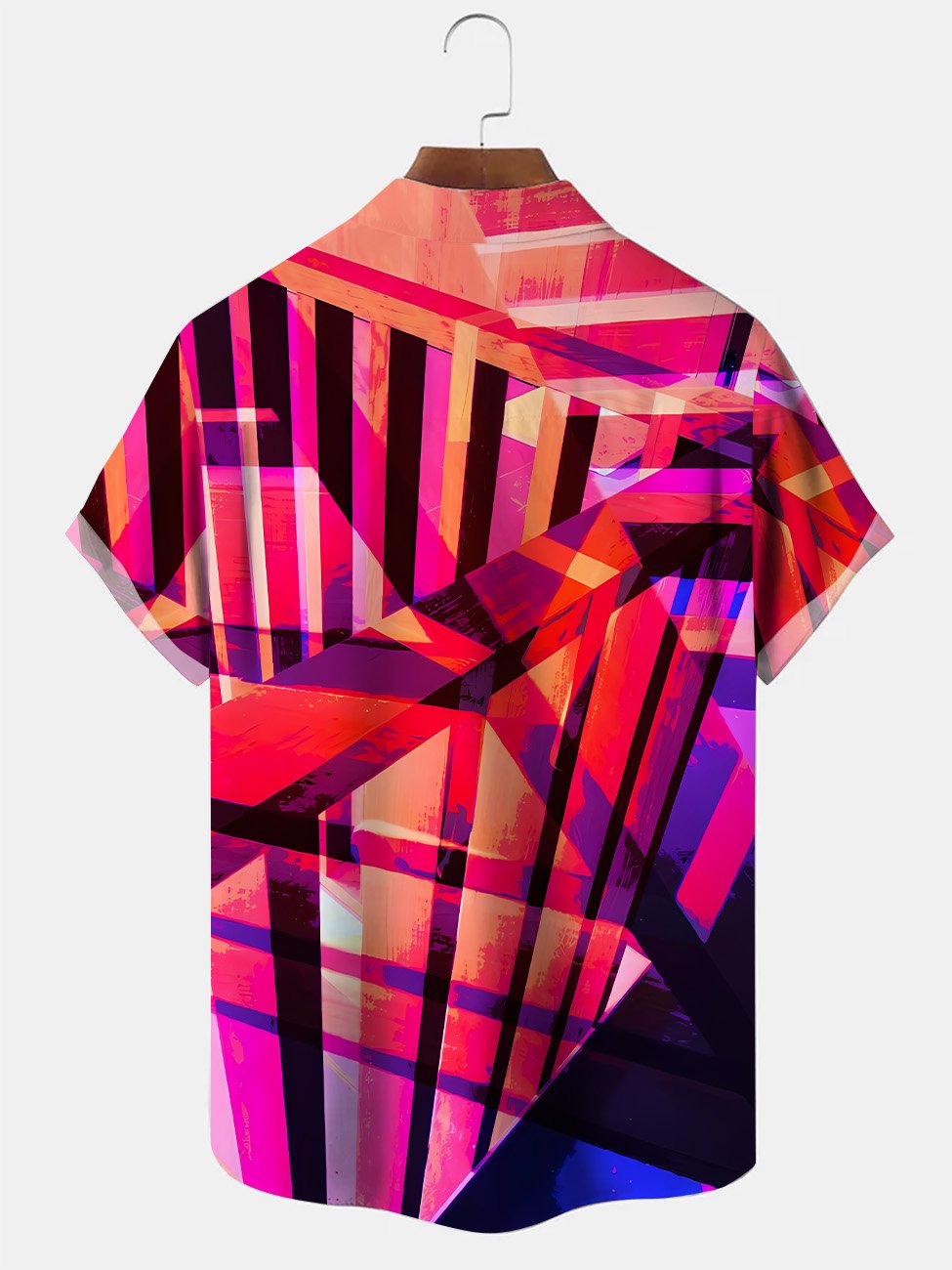 Alohadaddy Geometric 3D Pattern Pocket Button Casual Vacation Short Sleeve Shirt