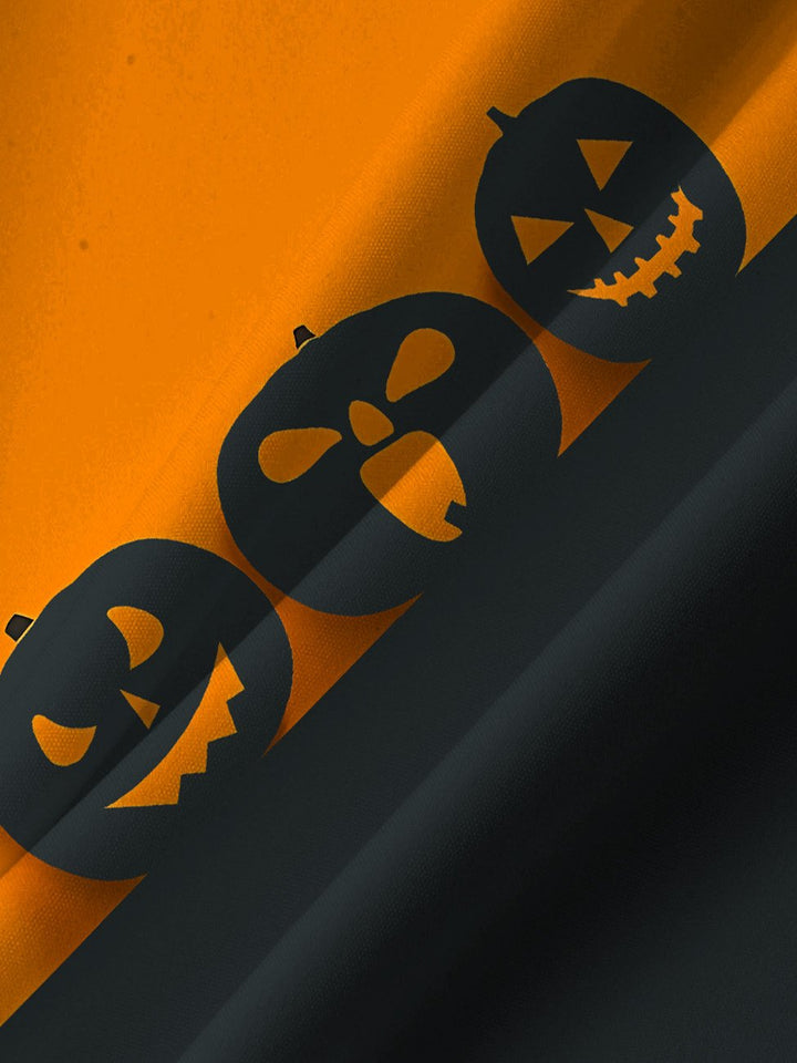 Camisa informal de manga corta con botones y bolsillo con calabaza de Halloween de Alohadaddy