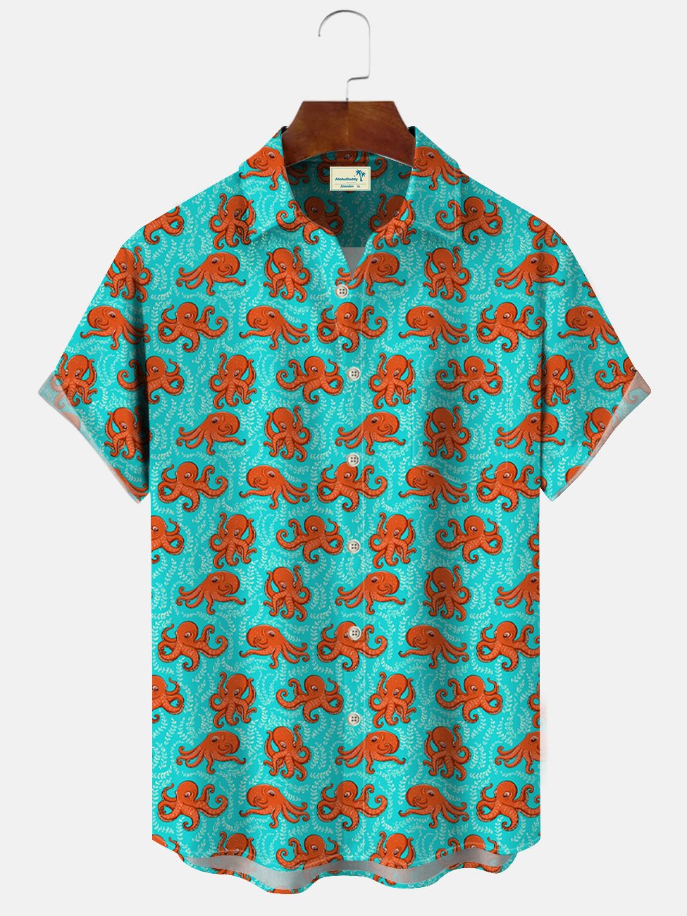 Camisa informal de manga corta con bolsillo abotonado y diseño de pulpo Sea Life de Alohadaddy