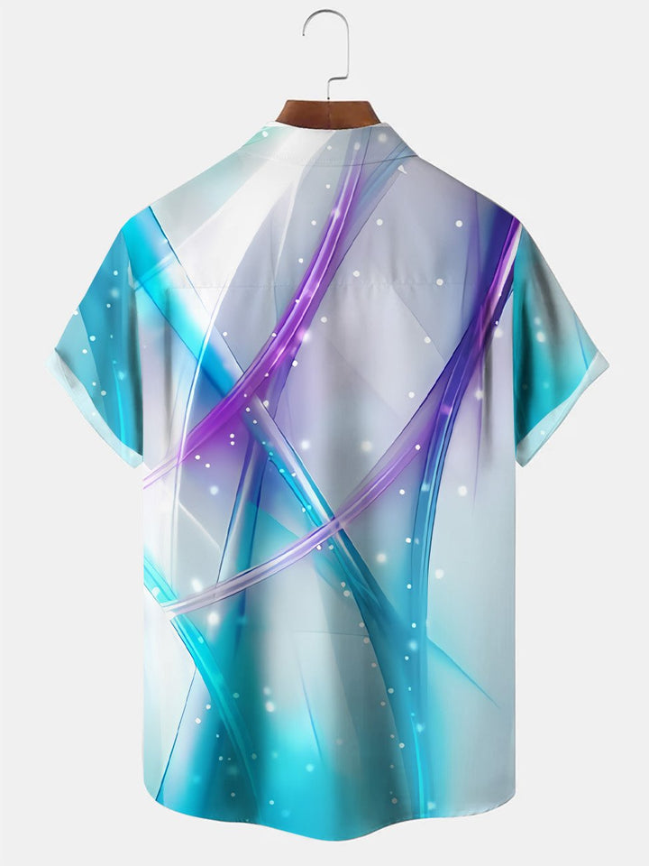Alohadaddy Curve Gradient Button Pocket Casual Short Sleeve Shirt