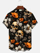 Chemise décontractée à manches courtes avec poche boutonnée et motif tête de mort et fleur d'Alohadaddy