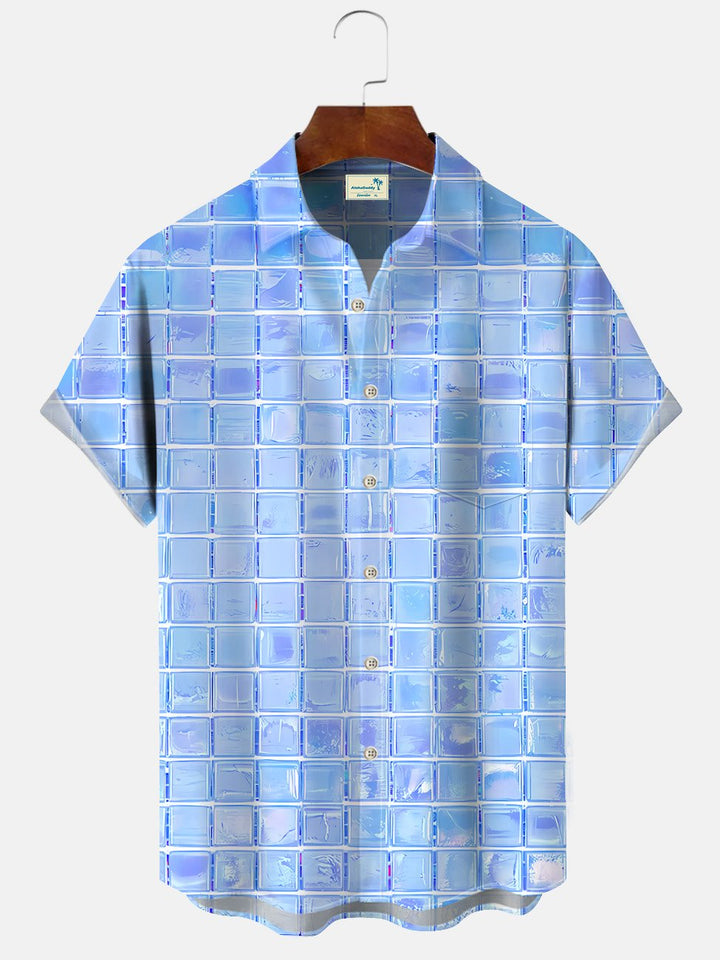 Camisa informal de manga corta con bolsillo con botones y diseño geométrico espejado de Alohadaddy