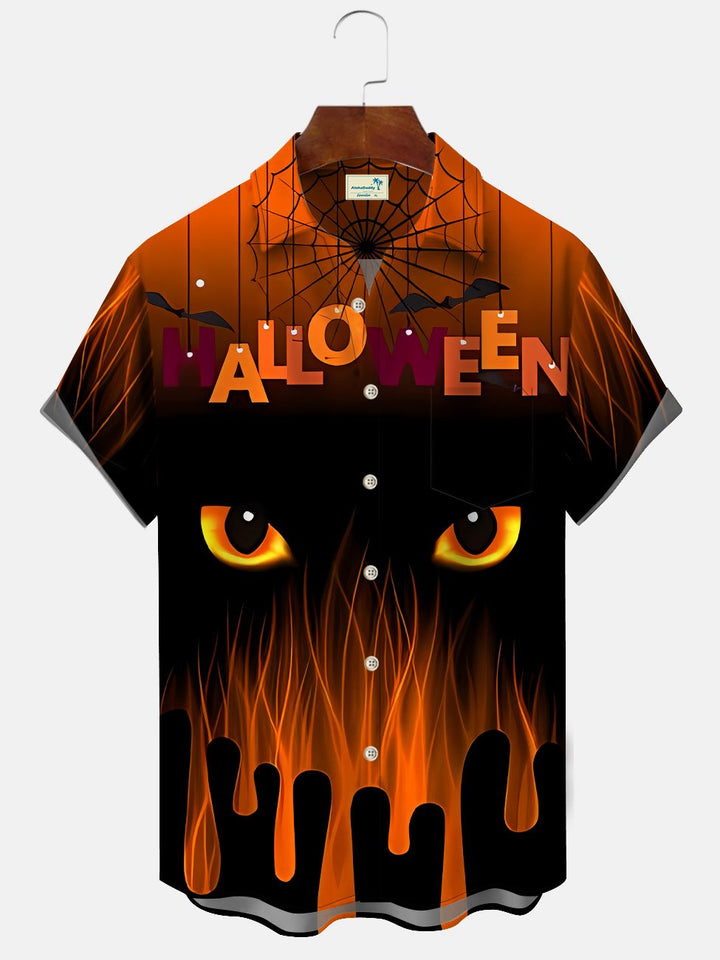 Chemise décontractée à manches courtes avec poche boutonnée et motif citrouille d&