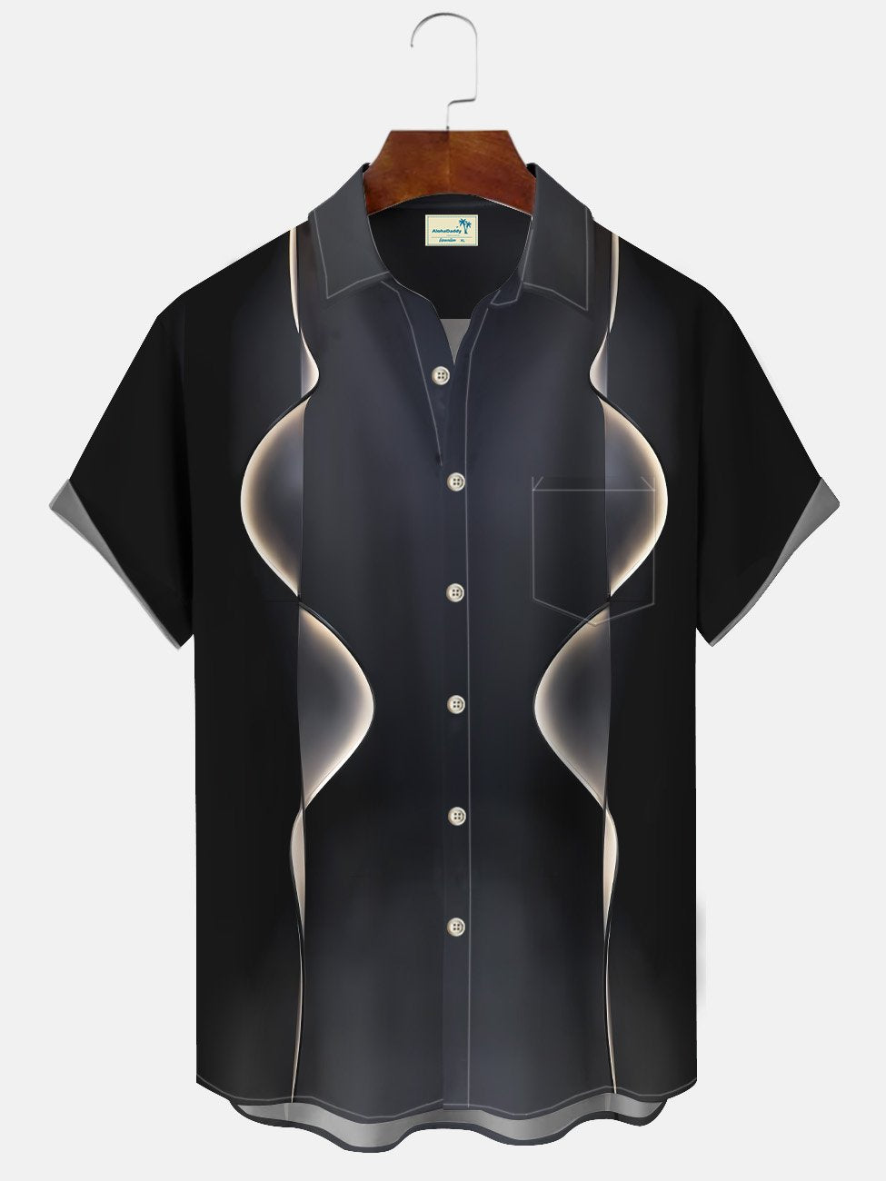 Camisa informal de manga corta para ir al trabajo, con bolsillos con botones y rayas geométricas de Alohadaddy, años 50