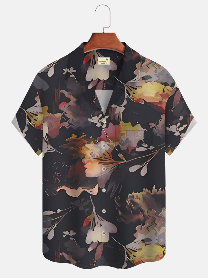 Alohadaddy Retro Plants Flowers Button Pocket Casual Short Sleeve Shirt