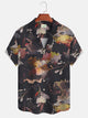 Camisa informal de manga corta con bolsillos y botones, diseño retro de plantas y flores de Alohadaddy