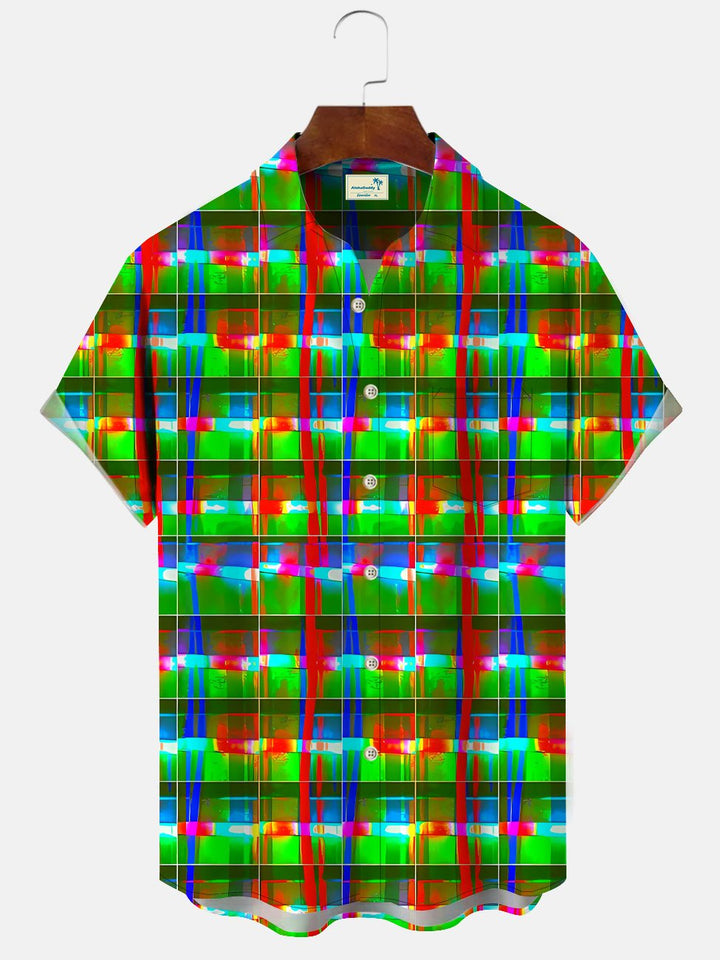 Chemise décontractée à manches courtes avec poche et bouton géométrique Alohadaddy en 3D