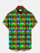 Camisa informal de manga corta con botones y bolsillo con geometría estereoscópica 3D y cruz geométrica de Alohadaddy