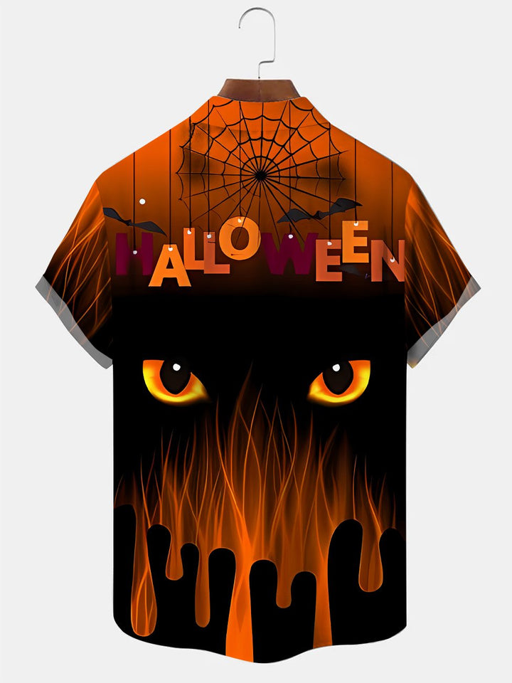 Chemise décontractée à manches courtes avec poche boutonnée et motif citrouille d&