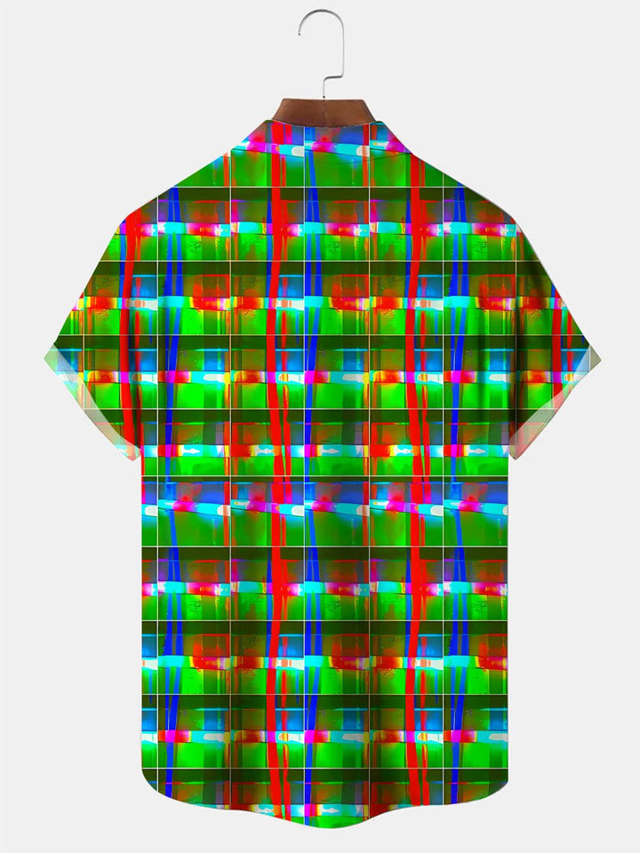 Chemise décontractée à manches courtes avec poche et bouton géométrique Alohadaddy en 3D