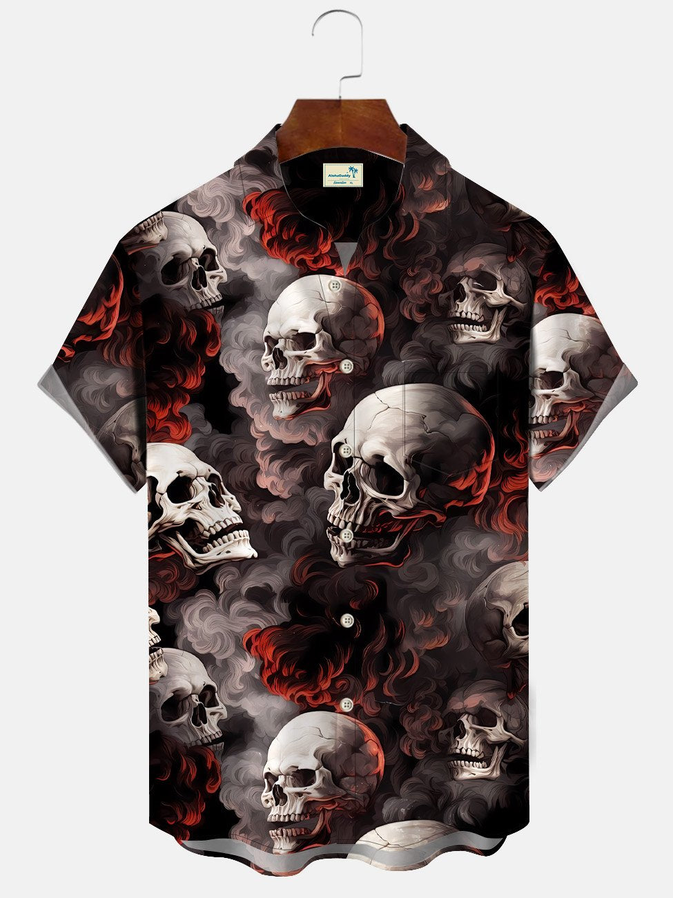 Chemise à manches courtes décontractée à boutons et poches vintage avec tête de mort Alohadaddy