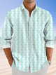 Alohadaddy Geometric Simple Pattern Pocket Button Casual Long Sleeve Shirt