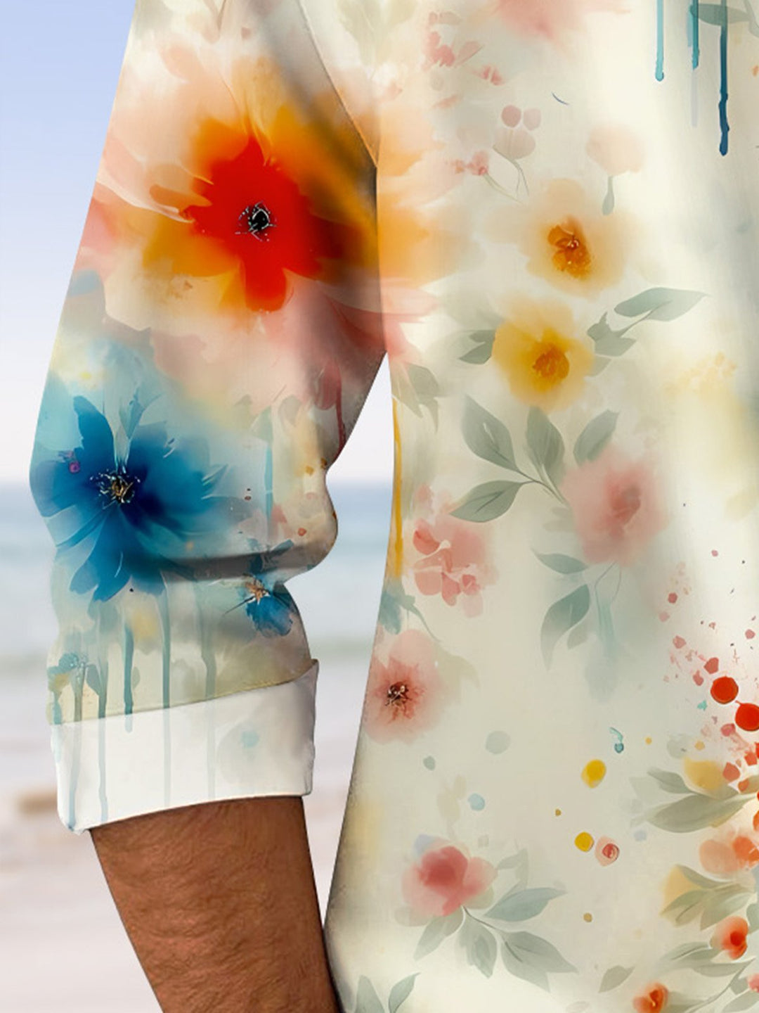Alohadaddy Vintage Ethnic Floral Pocket Button Casual Long Sleeve Shirt