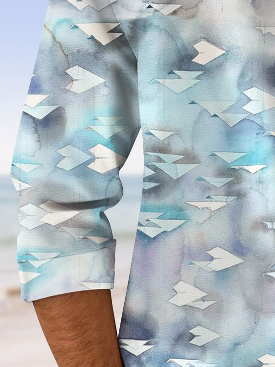 Alohadaddy Vintage Gradient Pocket Button Casual Long Sleeve Shirt