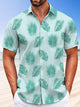 Alohadaddy Plant Leaves Pocket Button Casual Short Sleeve Shirt