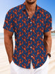 Camisa informal de manga corta con botones y bolsillo con camarones oceánicos de Alohadaddy
