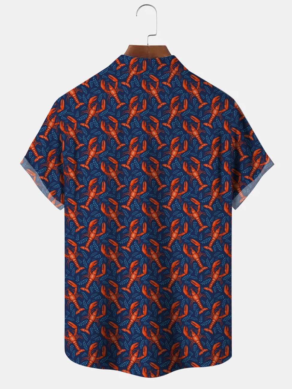 Camisa informal de manga corta con botones y bolsillo con camarones oceánicos de Alohadaddy