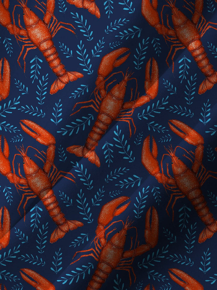Camisa informal de manga corta con botones y bolsillo con camarones oceánicos de Alohadaddy