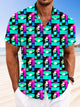 Camisa informal de manga corta con botones y bolsillos con colores en contraste y estampado geométrico de Alohadaddy