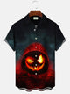 Alohadaddy Halloween Pumpkin Pocket Button Casual Short Sleeve Shirt