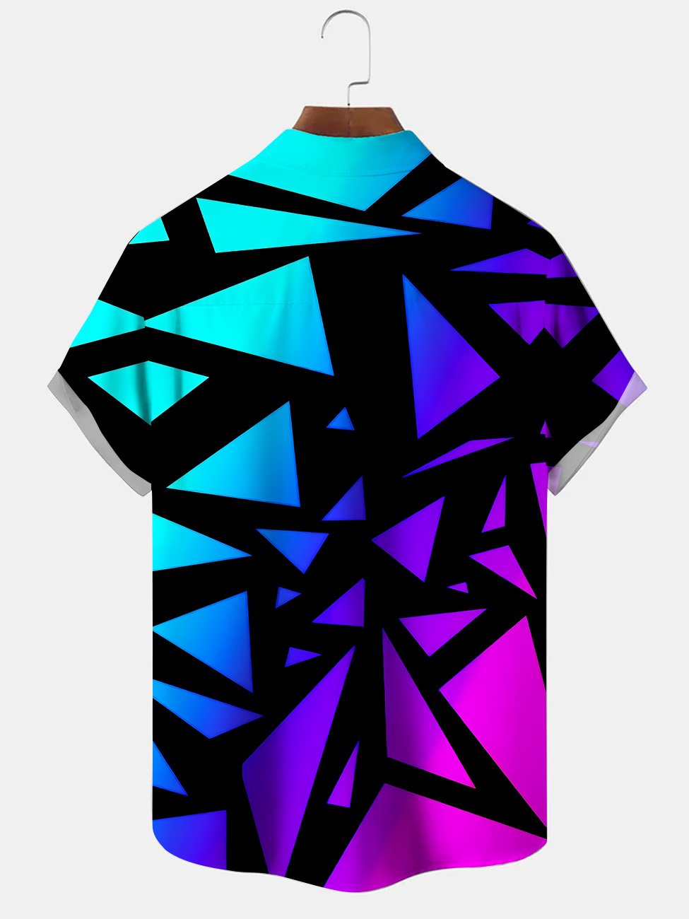 Alohadaddy Geometric Pattern Gradient Pocket Button Casual Short Sleeve Shirt