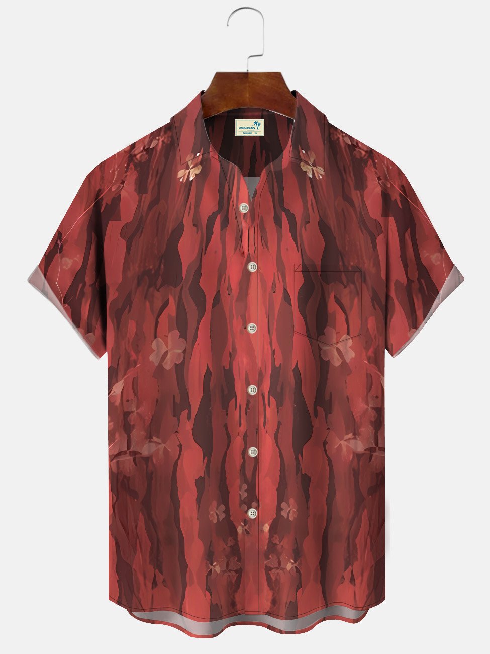 Alohadaddy Vintage Floral Geometric Stripes Button Pocket Casual Short Sleeve Shirt