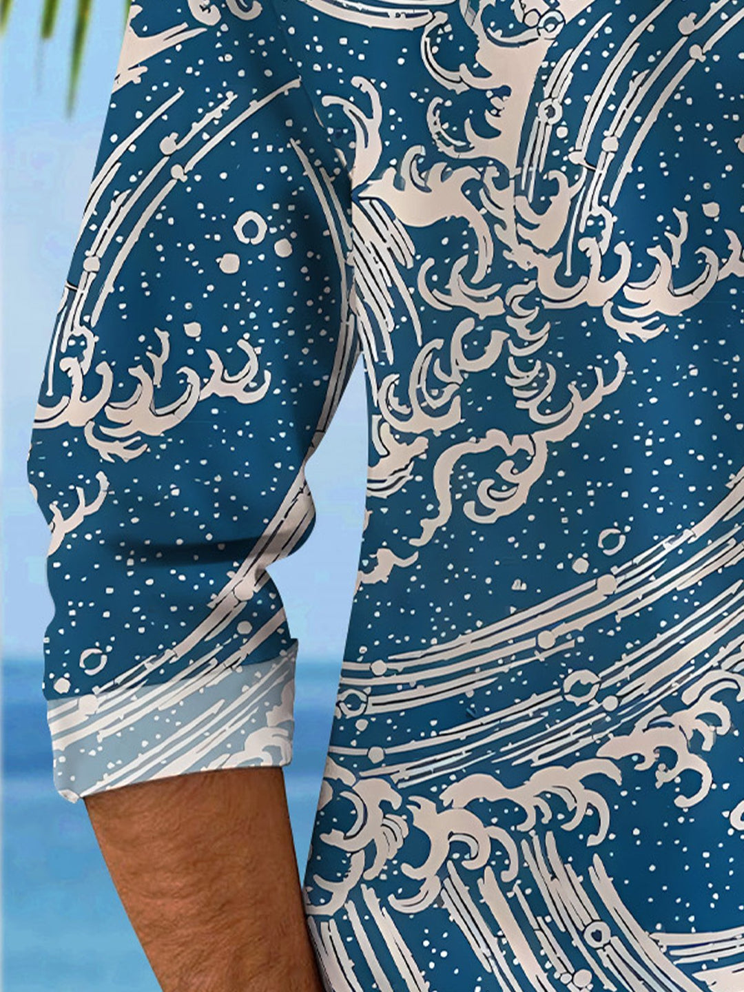 Alohadaddy Wave Vintage Pocket Button Casual Long Sleeve Shirt