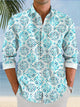 Camisa informal de manga larga con bolsillos y botones y estampado geométrico degradado de Alohadaddy