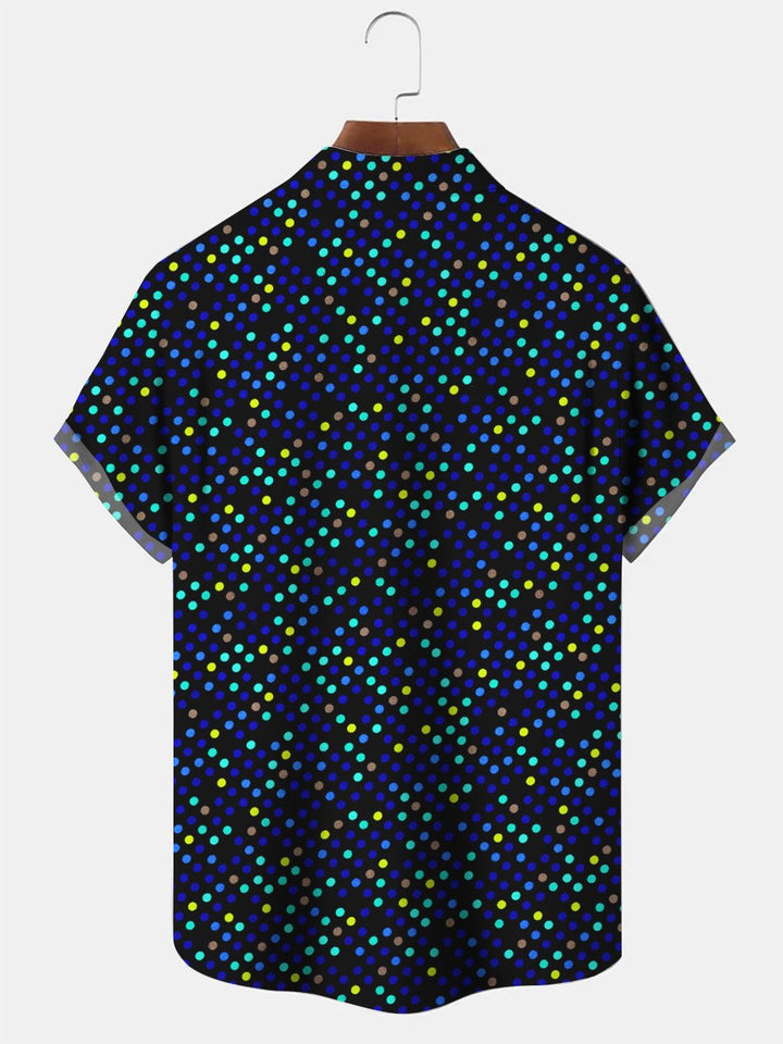 Camisa informal de vacaciones de manga corta con bolsillo fluorescente y lunares de Alohadaddy